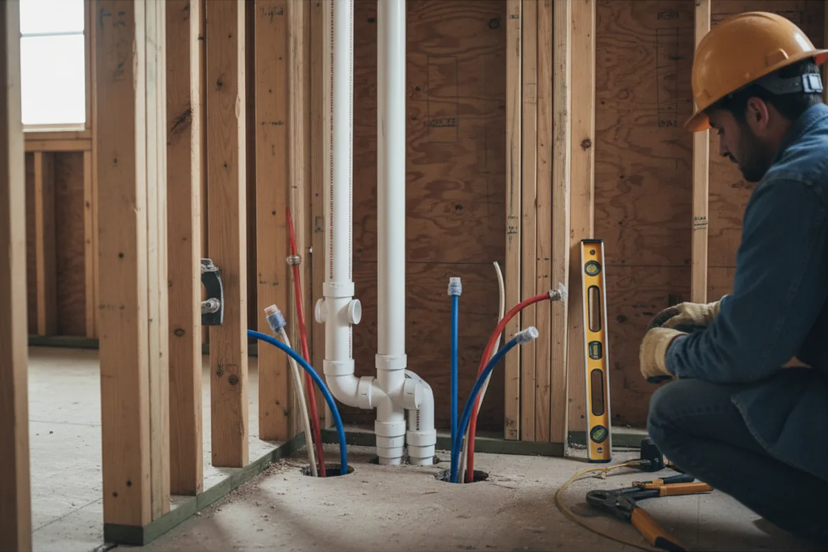 Drain and supply rough-in during Drain Cleaning in Cummings